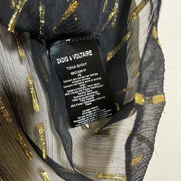 Zadig & Voltaire Tonia Shiny Chiffon top in Black size XS - Picture 12 of 13